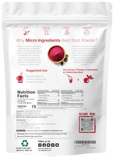 Scoop showing 3.5 g serving size of beet root powder